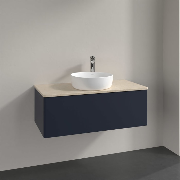 Villeroy & Boch Antao Waschbeckenunterschrank, 100 x 36 cm, 1 Auszug mit LED-Licht, Front ohne Struktur, mit Hahnloch