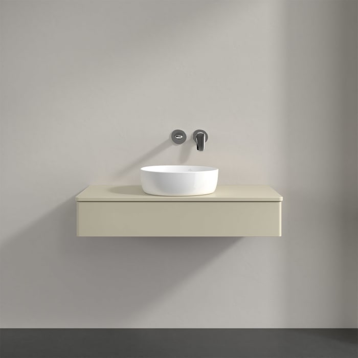 Villeroy & Boch Antao Waschbeckenunterschrank, 100 x 19 cm, 1 Auszug, Front ohne Struktur, mit Hahnloch