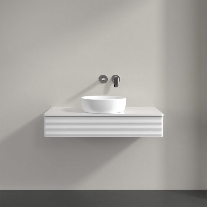 Villeroy & Boch Antao Waschbeckenunterschrank, 100 x 19 cm, 1 Auszug, Front mit Struktur, mit Hahnloch