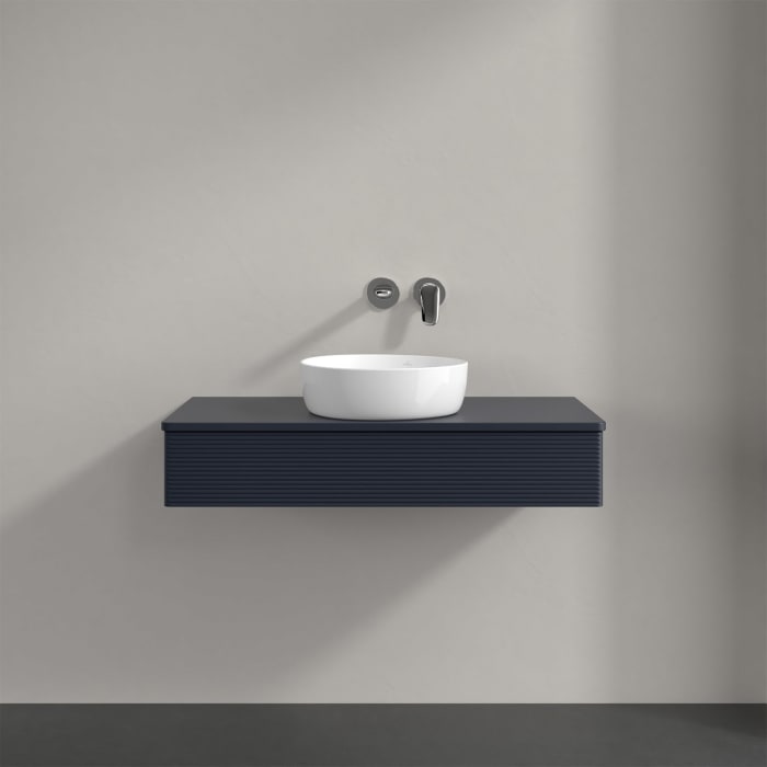 Villeroy & Boch Antao Waschbeckenunterschrank, 100 x 19 cm, 1 Auszug, Front mit Struktur, mit Hahnloch