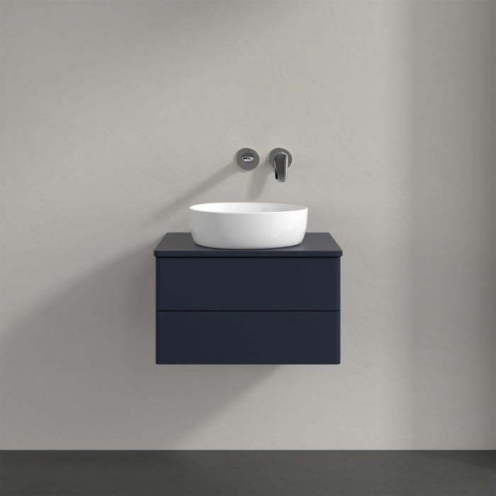 Villeroy & Boch Antao Waschbeckenunterschrank, 60 x 19 cm, 2 Auszüge, Fronten ohne Struktur, ohne Hahnloch