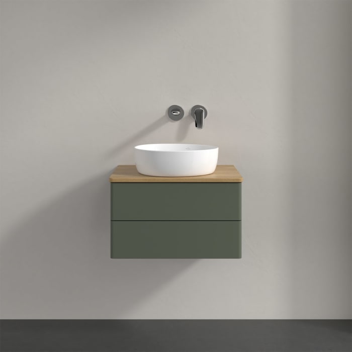 Villeroy & Boch Antao Waschbeckenunterschrank, 60 x 19 cm, 2 Auszüge, Fronten ohne Struktur, ohne Hahnloch