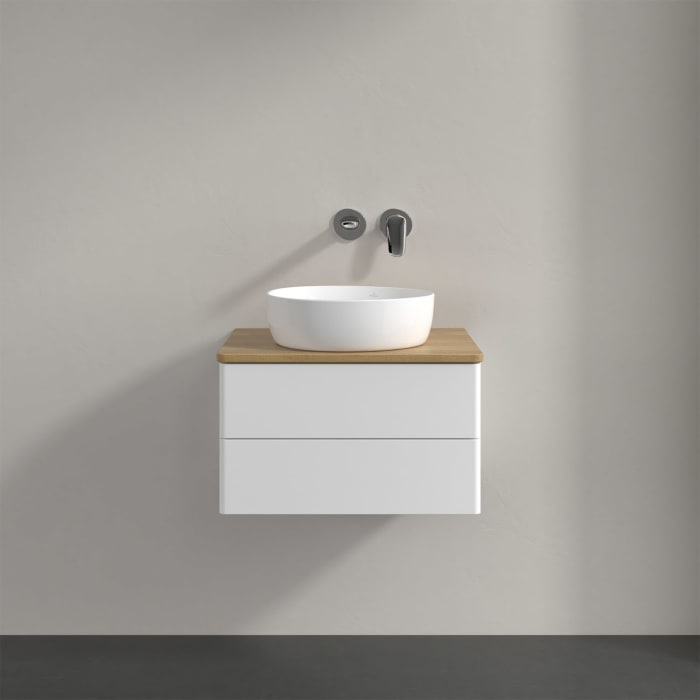 Villeroy & Boch Antao Waschbeckenunterschrank, 60 x 19 cm, 2 Auszüge, Fronten ohne Struktur, ohne Hahnloch