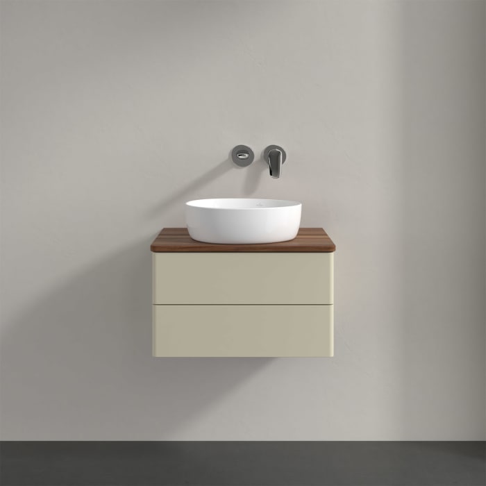 Villeroy & Boch Antao Waschbeckenunterschrank, 60 x 19 cm, 2 Auszüge, Fronten ohne Struktur, ohne Hahnloch