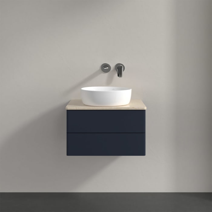 Villeroy & Boch Antao Waschbeckenunterschrank, 60 x 19 cm, 2 Auszüge, Fronten ohne Struktur, ohne Hahnloch