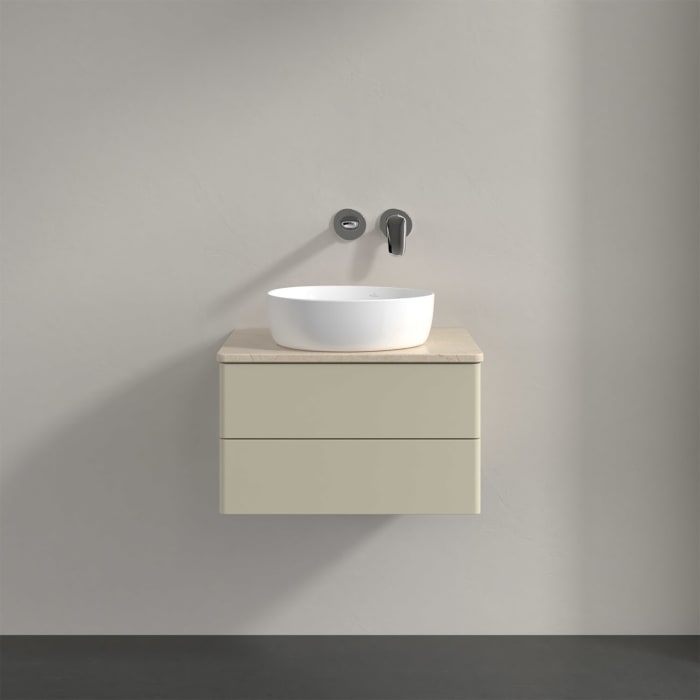 Villeroy & Boch Antao Waschbeckenunterschrank, 60 x 19 cm, 2 Auszüge, Fronten ohne Struktur, ohne Hahnloch