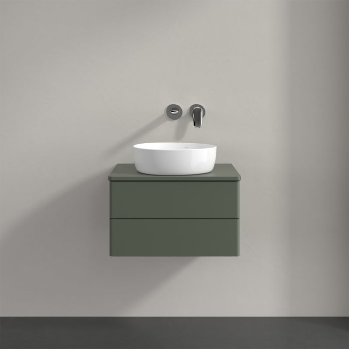 Villeroy & Boch Antao Waschbeckenunterschrank, 60 x 19 cm, 2 Auszüge, Fronten ohne Struktur, mit Hahnloch