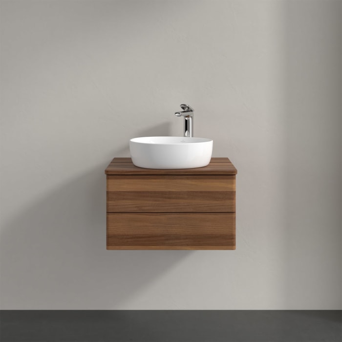 Villeroy & Boch Antao Waschbeckenunterschrank, 60 x 19 cm, 2 Auszüge, Fronten ohne Struktur, mit Hahnloch