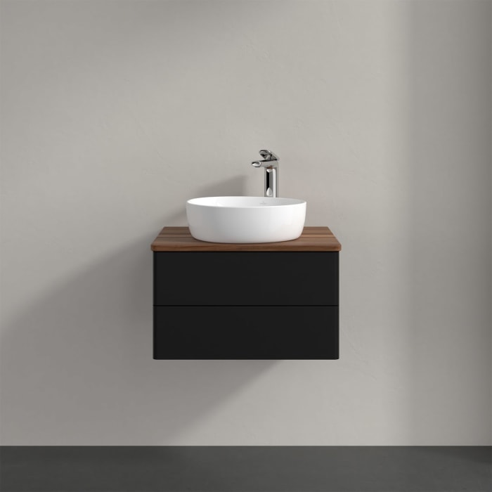 Villeroy & Boch Antao Waschbeckenunterschrank, 60 x 19 cm, 2 Auszüge, Fronten ohne Struktur, mit Hahnloch