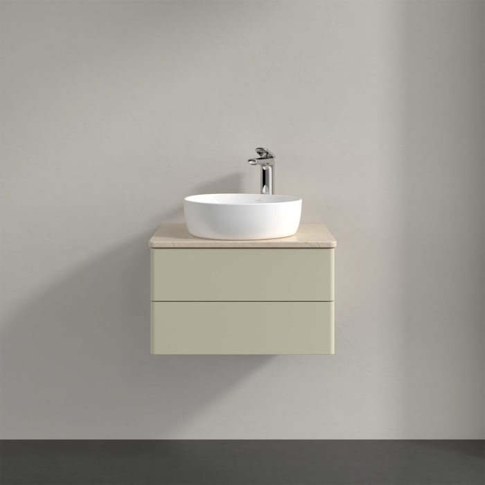 Villeroy & Boch Antao Waschbeckenunterschrank, 60 x 19 cm, 2 Auszüge, Fronten ohne Struktur, mit Hahnloch