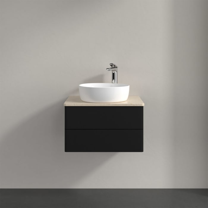 Villeroy & Boch Antao Waschbeckenunterschrank, 60 x 19 cm, 2 Auszüge, Fronten ohne Struktur, mit Hahnloch