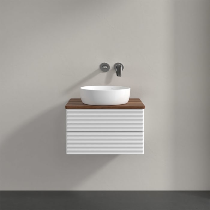 Villeroy & Boch Antao Waschbeckenunterschrank, 60 x 19 cm, 2 Auszüge, Fronten mit Struktur, ohne Hahnloch