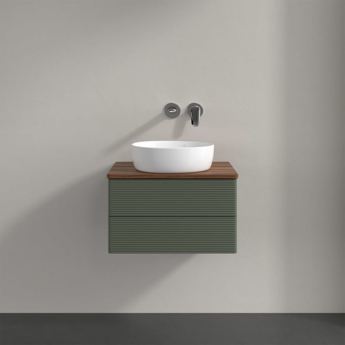 Villeroy & Boch Antao Waschbeckenunterschrank, 60 x 19 cm, 2 Auszüge, Fronten mit Struktur, ohne Hahnloch