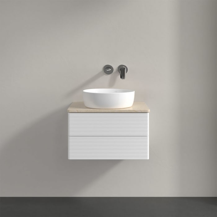 Villeroy & Boch Antao Waschbeckenunterschrank, 60 x 19 cm, 2 Auszüge, Fronten mit Struktur, ohne Hahnloch