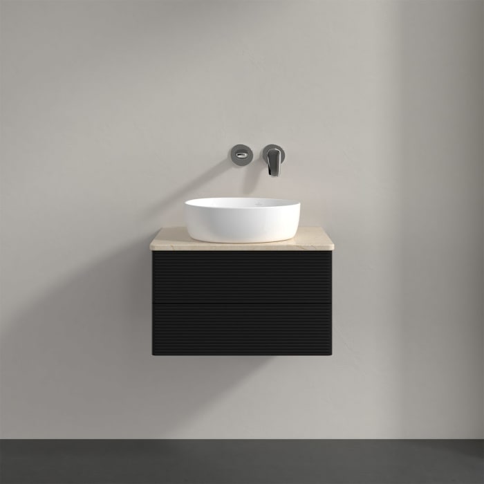 Villeroy & Boch Antao Waschbeckenunterschrank, 60 x 19 cm, 2 Auszüge, Fronten mit Struktur, ohne Hahnloch