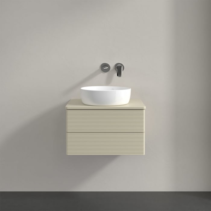 Villeroy & Boch Antao Waschbeckenunterschrank, 60 x 19 cm, 2 Auszüge, Fronten mit Struktur, mit Hahnloch