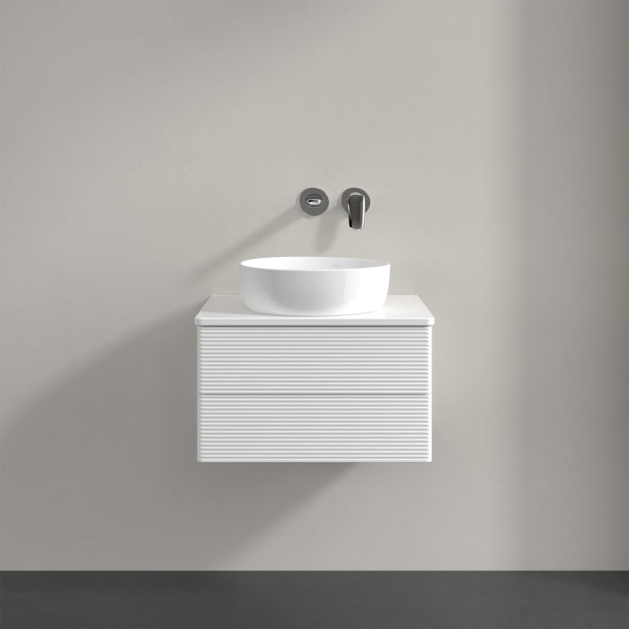 Villeroy & Boch Antao Waschbeckenunterschrank, 60 x 19 cm, 2 Auszüge, Fronten mit Struktur, mit Hahnloch