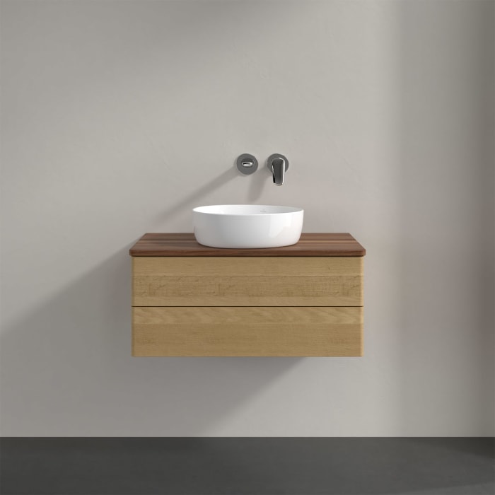 Villeroy & Boch Antao Waschbeckenunterschrank, 80 x 19 cm, 2 Auszüge, Fronten ohne Struktur, ohne Hahnloch