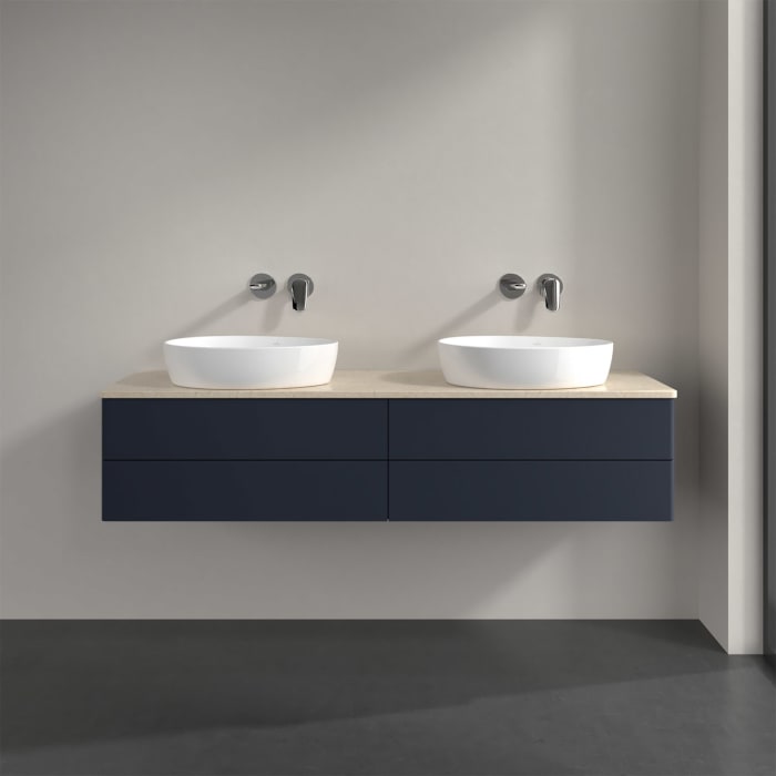 Villeroy & Boch Antao Waschbeckenunterschrank, 160 x 19 cm, 4 Auszüge, Fronten ohne Struktur, ohne Hahnloch, für Waschtisch links und rechts