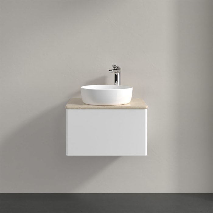 Villeroy & Boch Antao Waschbeckenunterschrank, 60 x 36 cm, 1 Auszug, Front ohne Struktur, mit Hahnloch