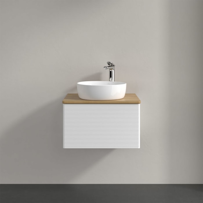 Villeroy & Boch Antao Waschbeckenunterschrank, 60 x 36 cm, 1 Auszug, Front mit Struktur, mit Hahnloch