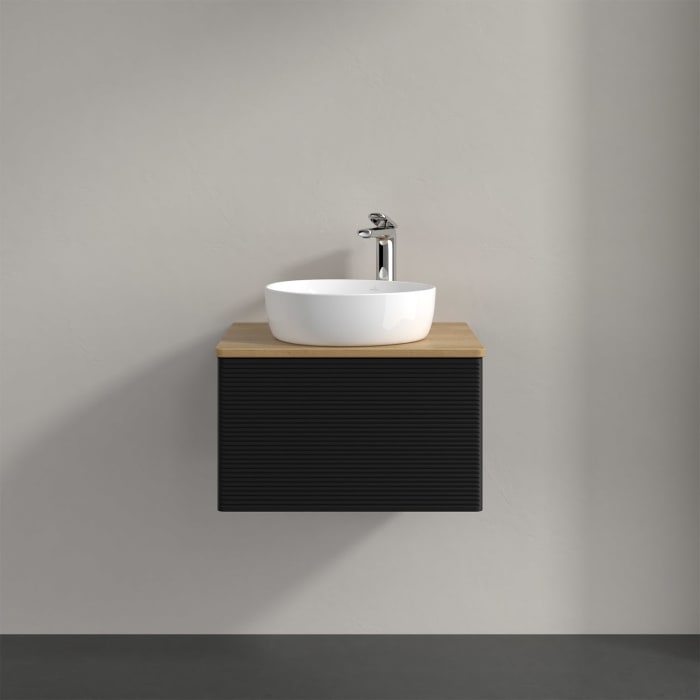 Villeroy & Boch Antao Waschbeckenunterschrank, 60 x 36 cm, 1 Auszug, Front mit Struktur, mit Hahnloch