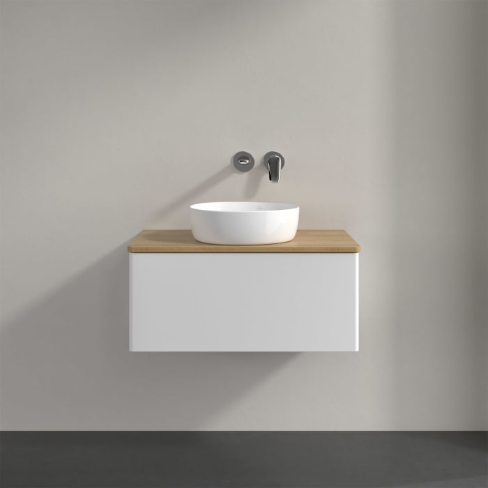 Villeroy & Boch Antao Waschbeckenunterschrank, 80 x 36 cm, 1 Auszug, Front ohne Struktur, ohne Hahnloch