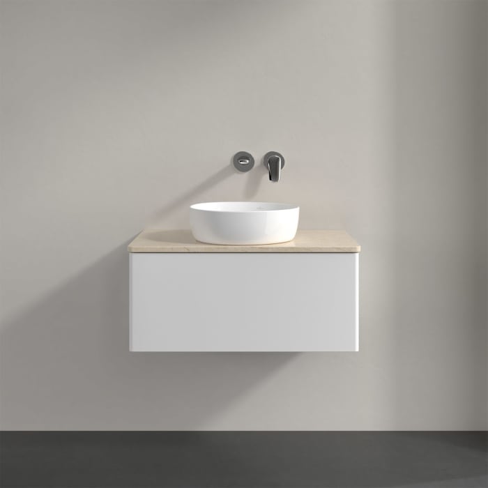 Villeroy & Boch Antao Waschbeckenunterschrank, 80 x 36 cm, 1 Auszug, Front ohne Struktur, ohne Hahnloch