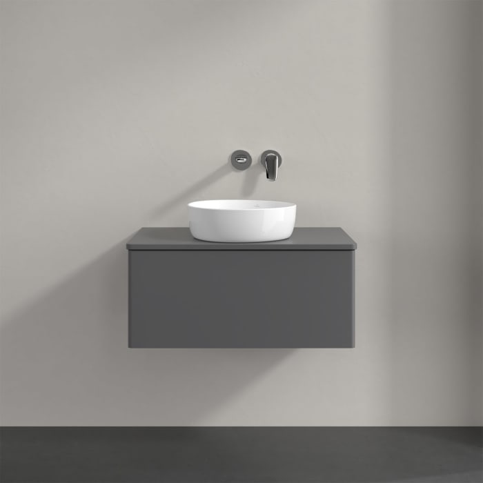 Villeroy & Boch Antao Waschbeckenunterschrank, 80 x 36 cm, 1 Auszug, Front ohne Struktur, mit Hahnloch