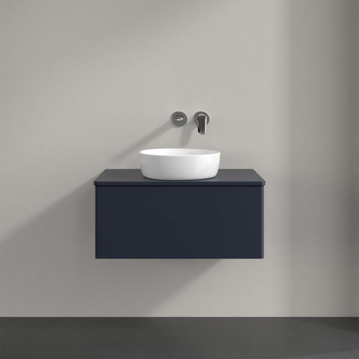 Villeroy & Boch Antao Waschbeckenunterschrank, 80 x 36 cm, 1 Auszug, Front ohne Struktur, mit Hahnloch