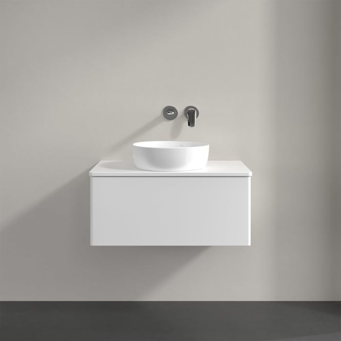 Villeroy & Boch Antao Waschbeckenunterschrank, 80 x 36 cm, 1 Auszug, Front ohne Struktur, mit Hahnloch