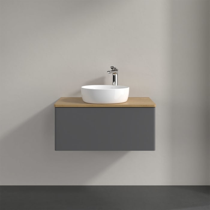 Villeroy & Boch Antao Waschbeckenunterschrank, 80 x 36 cm, 1 Auszug, Front ohne Struktur, mit Hahnloch