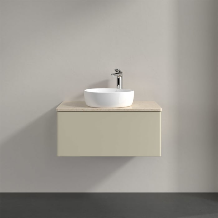 Villeroy & Boch Antao Waschbeckenunterschrank, 80 x 36 cm, 1 Auszug, Front ohne Struktur, mit Hahnloch