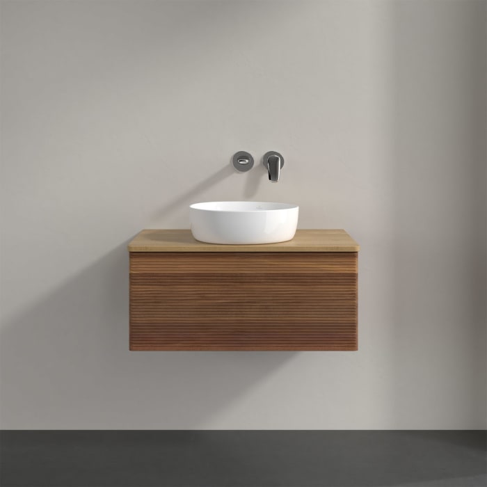 Villeroy & Boch Antao Waschbeckenunterschrank, 80 x 36 cm, 1 Auszug, Front mit Struktur, ohne Hahnloch