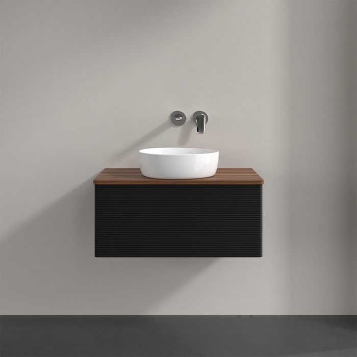 Villeroy & Boch Antao Waschbeckenunterschrank, 80 x 36 cm, 1 Auszug, Front mit Struktur, ohne Hahnloch