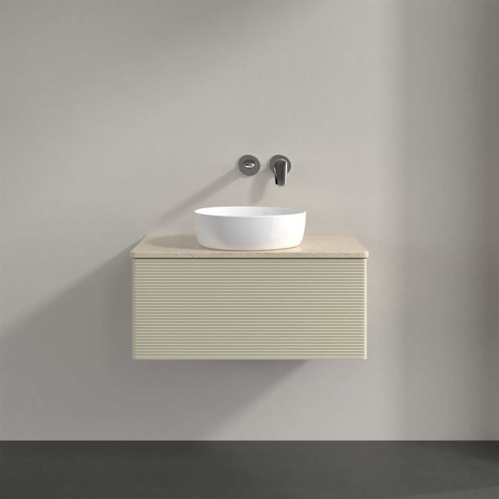 Villeroy & Boch Antao Waschbeckenunterschrank, 80 x 36 cm, 1 Auszug, Front mit Struktur, ohne Hahnloch