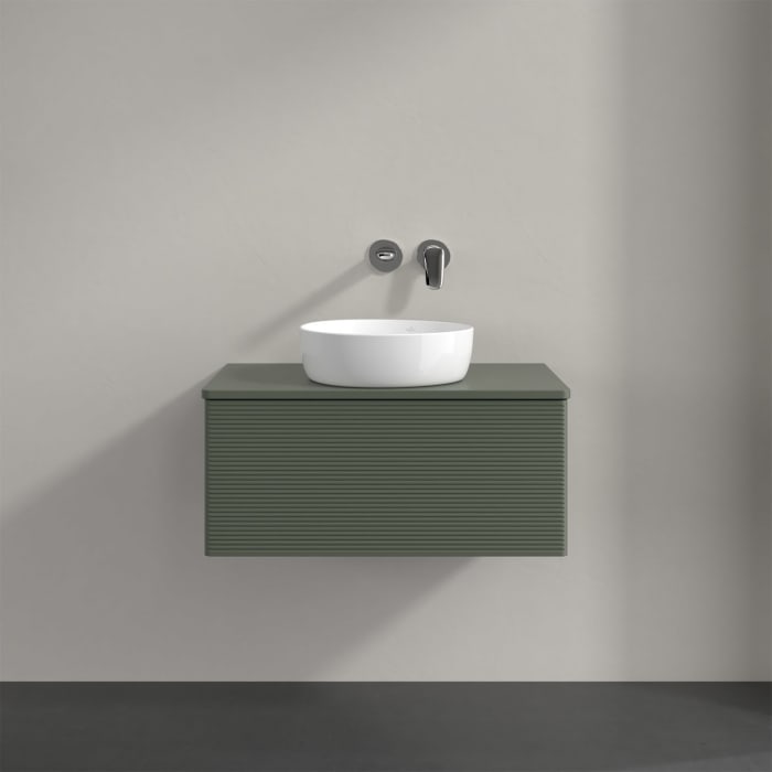 Villeroy & Boch Antao Waschbeckenunterschrank, 80 x 36 cm, 1 Auszug, Front mit Struktur, mit Hahnloch