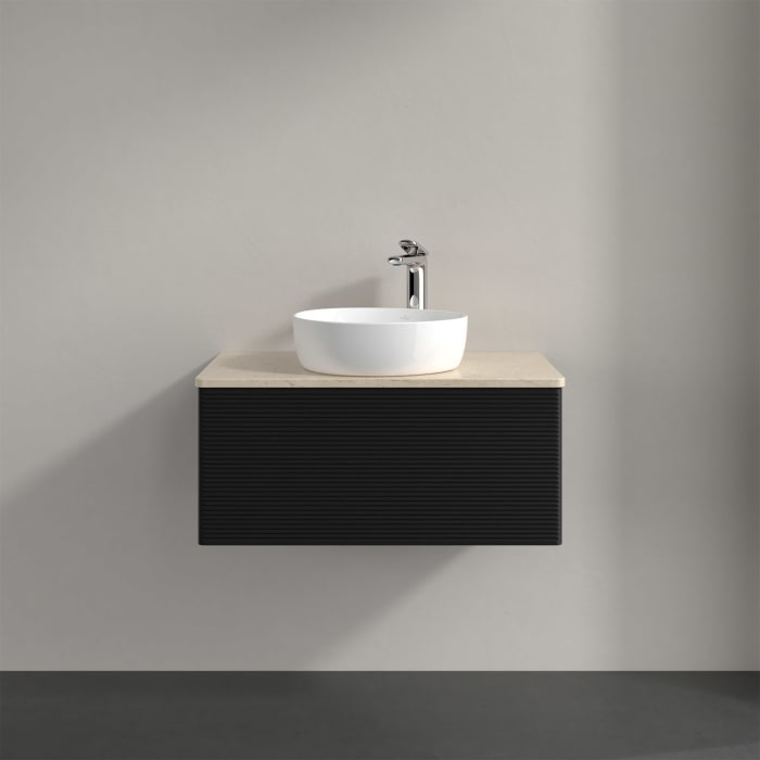 Villeroy & Boch Antao Waschbeckenunterschrank, 80 x 36 cm, 1 Auszug, Front mit Struktur, mit Hahnloch