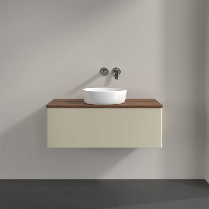 Villeroy & Boch Antao Waschbeckenunterschrank, 100 x 36 cm, 1 Auszug, Front ohne Struktur, ohne Hahnloch