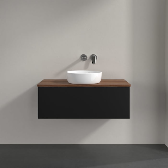 Villeroy & Boch Antao Waschbeckenunterschrank, 100 x 36 cm, 1 Auszug, Front ohne Struktur, ohne Hahnloch