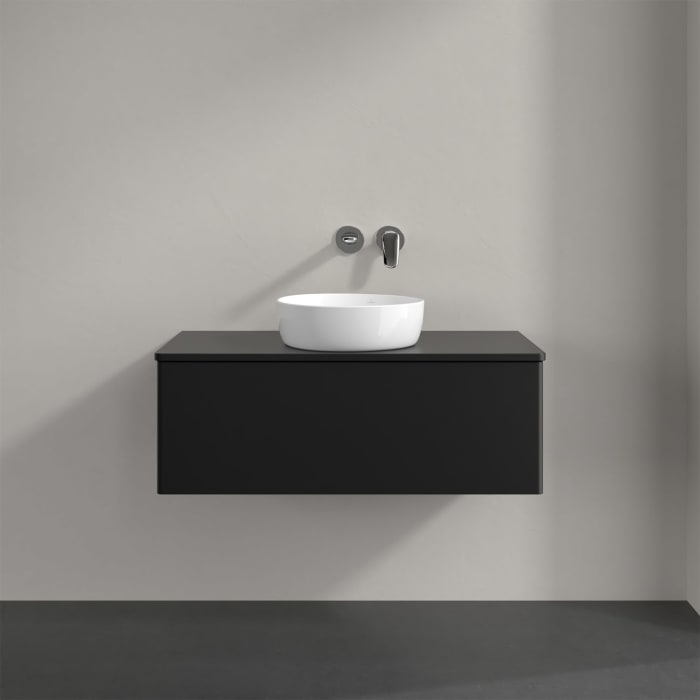 Villeroy & Boch Antao Waschbeckenunterschrank, 100 x 36 cm, 1 Auszug, Front ohne Struktur, mit Hahnloch