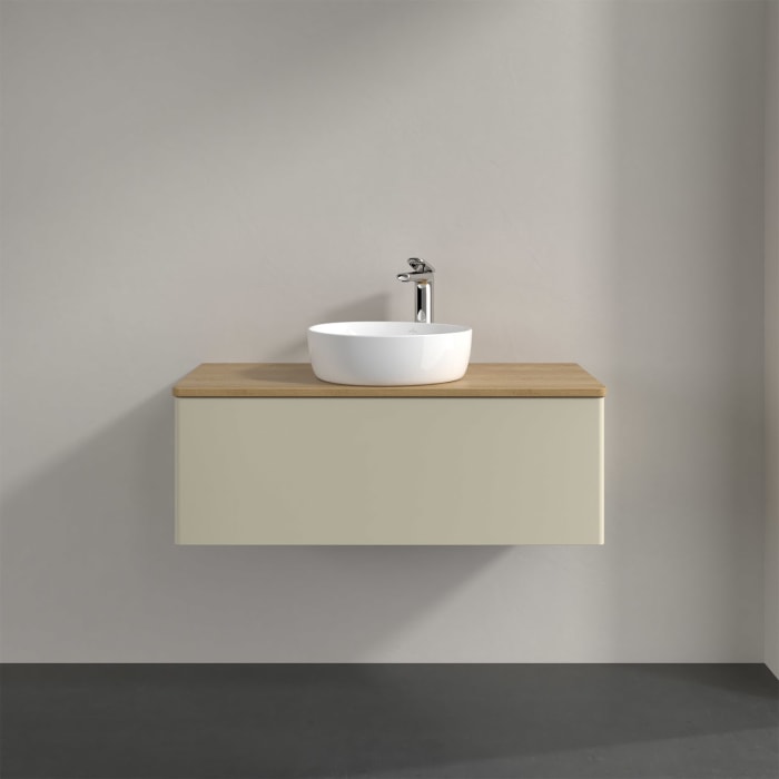 Villeroy & Boch Antao Waschbeckenunterschrank, 100 x 36 cm, 1 Auszug, Front ohne Struktur, mit Hahnloch