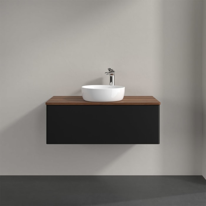 Villeroy & Boch Antao Waschbeckenunterschrank, 100 x 36 cm, 1 Auszug, Front ohne Struktur, mit Hahnloch