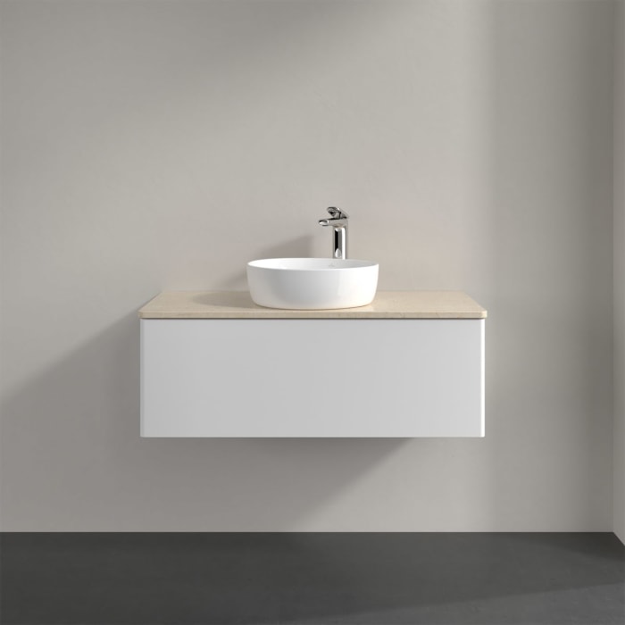 Villeroy & Boch Antao Waschbeckenunterschrank, 100 x 36 cm, 1 Auszug, Front ohne Struktur, mit Hahnloch