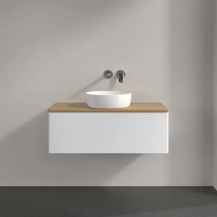 Villeroy & Boch Antao Waschbeckenunterschrank, 100 x 36 cm, 1 Auszug, Front mit Struktur, ohne Hahnloch