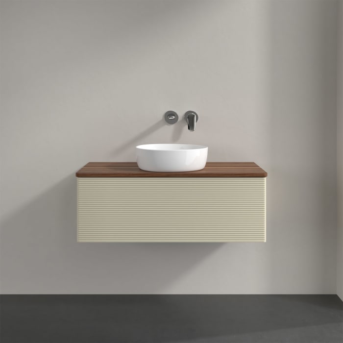 Villeroy & Boch Antao Waschbeckenunterschrank, 100 x 36 cm, 1 Auszug, Front mit Struktur, ohne Hahnloch