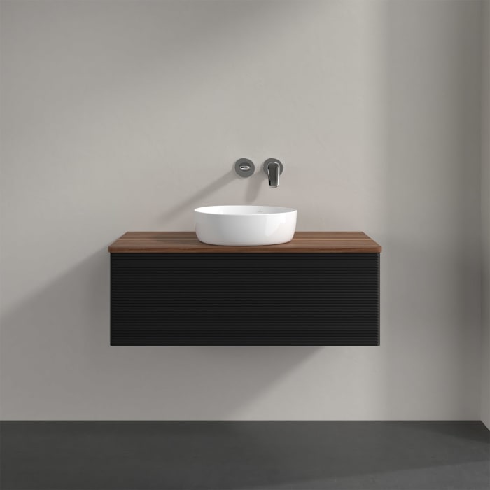 Villeroy & Boch Antao Waschbeckenunterschrank, 100 x 36 cm, 1 Auszug, Front mit Struktur, ohne Hahnloch