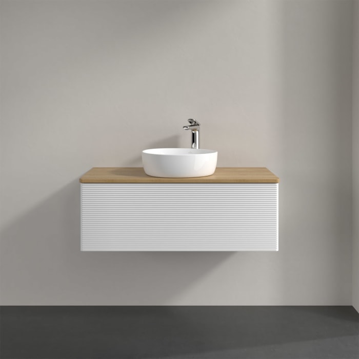 Villeroy & Boch Antao Waschbeckenunterschrank, 100 x 36 cm, 1 Auszug, Front mit Struktur, mit Hahnloch