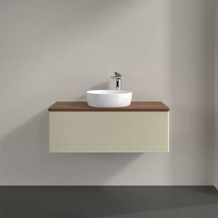 Villeroy & Boch Antao Waschbeckenunterschrank, 100 x 36 cm, 1 Auszug, Front mit Struktur, mit Hahnloch