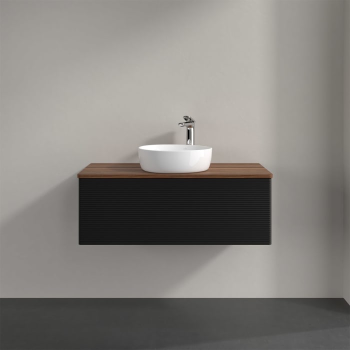 Villeroy & Boch Antao Waschbeckenunterschrank, 100 x 36 cm, 1 Auszug, Front mit Struktur, mit Hahnloch